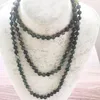 Chains 42/60inch Hand Knotted Necklace Long Necklaces Nature Stone 8MM AquaticAgate Yoga Mala Beads Endless Infinity Beaded