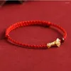 Urok bransoletki retro w chińskim stylu Szczęśliwa bransoletka dla par tradycyjna czerwona sznur i pomyślne koraliki modne akcesoria Prezenty