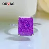 Wedding Rings OEVAS 100% 925 Sterling Silver 8*10mm Purple High Carbon Diamond Radiant Cut Rings For Women Sparkling Wedding Fine Jewelry Gift 231124