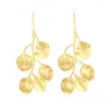 Boucles d'oreilles pendantes Kshmir 2023, pendentif en métal rétro exagéré pour femme, clou géométrique à longue feuille, vente en gros