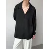 Camisas casuais masculinas cor sólida gola cuba camisa vintage manga longa outono estilo japonês em branco para homem