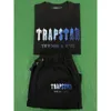 Trapstar Tracksuit Men Designerパーカータオル刺繍半袖セットグラディエントレインボーレターTシャツハイストリートショーツ