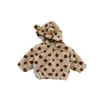 Baby Coat Winter 0-3 Years Old Double Thick Polka Dot Hooded Top Baby Winter Warm Fur Coat