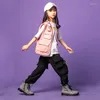 Bühnenkleidung Kinder Hip Hop Kleidung Rosa ärmellose Jacke T-Shirt Tops Streetwear Cargohose für Mädchen Jungen Jazz Dance Kostüm Kleidung