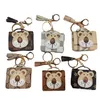 Animal Keychain Bluetooth Earphones AirPods Case Key Rings, Brown Flower Lion Head Storage Bag Keyring Accessories, Creative Wallet Car Keys Pendant Holder