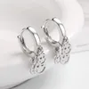 Hoop oorbellen Huggie Trendy Long voor vrouwen 925 SILVER DAISY FLOM CROSS COUNE COIN OORRUM SIERADY MAKEN GIDEEN