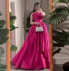 2024 Rose Pink Formal Prom Dress Elegant stropplös ärmlös Satin A-linje Evening Party Gowns Christmas Dresses Abendkleider Robe de Soiree