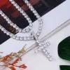 Cordões de cordas Iced fora do hip hop de link cubano jóia jóia colar de diamante Micro pavimentado pingente de cristal cz para homens luxuoso bling