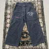 Mäns jeans streetwear jnco y2k män harjuku hip hop tecknad grafisk broderi baggy svarta byxor gotiska hög midja bred byxa