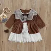 Meisje Jurken 1-7Y Kinderen Meisjes Prinses Jurk Baby Herfst Winter Kleding Lange Mouw Fluwelen Gesplitste Kant Tutu Kinderfeest