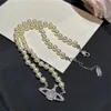 Designer Pendant Neckor for Women Luxury Vivian Pearl Chokers Chain Pendants Retro smycken Fashion Accessories Westwood 234