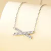 Chains Fashion Necklace S925 Silver Women's Heart Shaped Zircon Pendant Simple Leaf Collarbone Chain In Stock