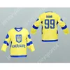 Anpassat gult namn 99 Ukraina National Team Hockey Jersey New Top Stitched S-M-L-XL-XXL-3XL-4XL-5XL-6XL