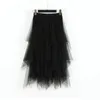 Kjolar kvinnor mode vårfest kjol elastisk hög midja lång tyllkjol oregelbunden hemmask tutu kjol 231124