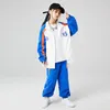 Stage Wear Enfants Hip Hop Vêtements Bleu Veste Casual Sport Sweat Jogger Pantalon Pour Filles Garçons Kpop Jazz Danse Costume Pom-Pom Girl Vêtements