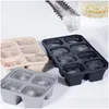 Bakvormen Bakmods 4/6/8 Grid Ice Tray Mold Box Herbruikbare Sile Cube met verwijderbaar deksel Diy Drop Delivery Home Garden Kitchen, Di Dhwik