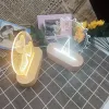 LED Light Display Base Wooden Lighted 3D Night Light Base 5 LED Handmade Resin Art Crystal for Home Decor Ornament