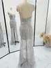 Robes de soirée gris jarretelles doux Simple bustier tubulaire gaze fendue robe de soirée jupe M1376