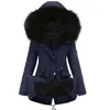 Women's Down Parkas Autumn Winter Ladie Jacket Padded Coat Middle Length Warm Fleece Hooded Faux Fur Collar Lady Overcoat 231123