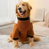 Hundkläder Autumn och Winter Warm Trendy Brand STOR SPLICED Fleece Clothes Gold Hair Medium Stor samoye tröja PET