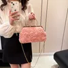 Evening Bags Designer Vintage Women Bead Flowers Shell Clip Lock Pink White Crystal Handbags And Purses Chain Shoulder Party Clutch 231123