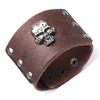 Steampunk Style Skull Charm Leather Cuff Bracelets for Men Gift