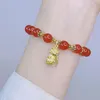 Strand Year Red Imitation Bead Lucky Bracelet Elegant Vintage Fairy Cute Peanut Wristband Chinese Ancient Trendy Wrist Jewelry