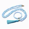 Sautoirs 108 perles 8mm aigue-marine Japamala collier bracelet ensemble méditation yoga énergie spirituelle bijoux femmes chapelet pendentif 231124