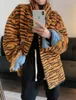 Kvinnors dike rockar leopard tryck koreansk mode reversibel lambwool jacka lös förtjockad fast färg denim topp parkas vinter för kvinnor