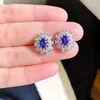 Stud Earrings MeiBaPJ 4 6 Natural Sapphire Gemstone Flower For Women Real 925 Sterling Silver Charm Fine Jewelry