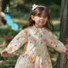 Meninas Vestidos Amila Baby Girl Dress Primavera 100% Algodão Mangas Compridas Camisa Aline para Impressão Completa Doce Roupas Infantis 231124