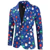 Men's Suits Mens Fashion Leisure Christmas Printed Pocket Buttons Sleeveless V Neck Jacket Suit Tuxedo