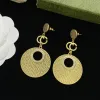 With Pouch Women Designer Stud Earrings Big Ring Pendant Luxury Style Gold Color Brass Engagement Earring