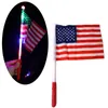 Led American Hand Flags 4: e juli Independent Day USA Banner Patriotic Days Party Flag with Lights Parade Accessory