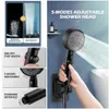 Nouveau pommeau de douche 5 modes pulvérisateur de bain réglable pomme de douche à main noir argent pour bain de luxe Massage SPA interrupteur à un bouton