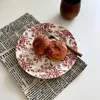 Teller Keramik-Geburtstags-Set Home Kitchen Einfache Snack-Teller Serviergeschirr Flacher Kuchen Louca Geschirr OA50PS