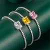 Hot Sale Sier Fancy Color Diamond Brillant 3mm 4mm 5mm Moissanite Tennis Armband för kvinnor