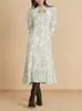 Abiti casual giapponese pizzo up sottile in vita slim autunno girestidos elegante abito a manicotto stampato vintage donne donne dolci una veste da femme