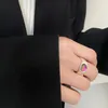 Pierścienie klastra moda kreatywna kolorowa miłosna pierścionek serce na damskie przyjęcie urodziny srebrny kolor otwarty pierścień kochanek