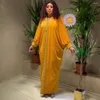 Casual klänningar afrikansk stil stor storlek kvinna klänning pärlor satin vestido kläder lösa maxi