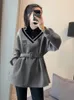 Women's Hoodies Black Pullovers Button Sweatshirts For Women Grey Warm Long Sleeve Female Clothes Offer Nice Color Aesthetic Tops