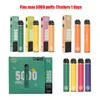 engångsvape flex maxi 5000 puffs 650mah12 ml pre-fyllningsenhet engångs e-cigarett auktorisation 17 smaker vapes engångs puff