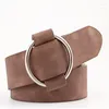 Belts Female Casual Round Buckle Wide For Women Dress Jeans Belt Woman Ladies Faux Leather StrapsBelts