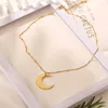 Ketten Edelstahl Arabischer Mond Brief Anhänger Halskette Mode Frauen Männer Religiöser Schmuck Geschenk
