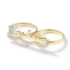 Обручальные кольца Персонализированное кольцо с буквенным именем, двухцветное кольцо с гравировкой сердца, табличка с именем, кольцо с двумя пальцами, женское кольцо с буквой 231124