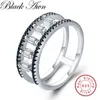 Pierścienie klastra 203 romantyczne 925 Srebrna srebrna biżuteria okrągła czarny spinelowy pierścionek zaręczynowy dla kobiet G033