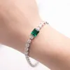 Lab Grown Emerald Moissanite Tennis 8X10mm Zambian Emeralds With 4.0Mm VVS Diamond White Gold Bracelet GRC