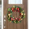 Flores decorativas Delicada corona de puerta de Navidad artificial con diseño de tema para regalos colgantes de árboles Familia Noel