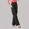 Vêtements de scène noir pantalon de poche latine adulte femme taille haute pantalon à jambes larges pratique danse de salon norme nationale H655