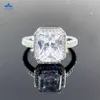 S Sterling Sier Sieraden Solitaire Rechthoekig Geslepen Witgouden Moissanite Mannen Vvs Verlovingsring